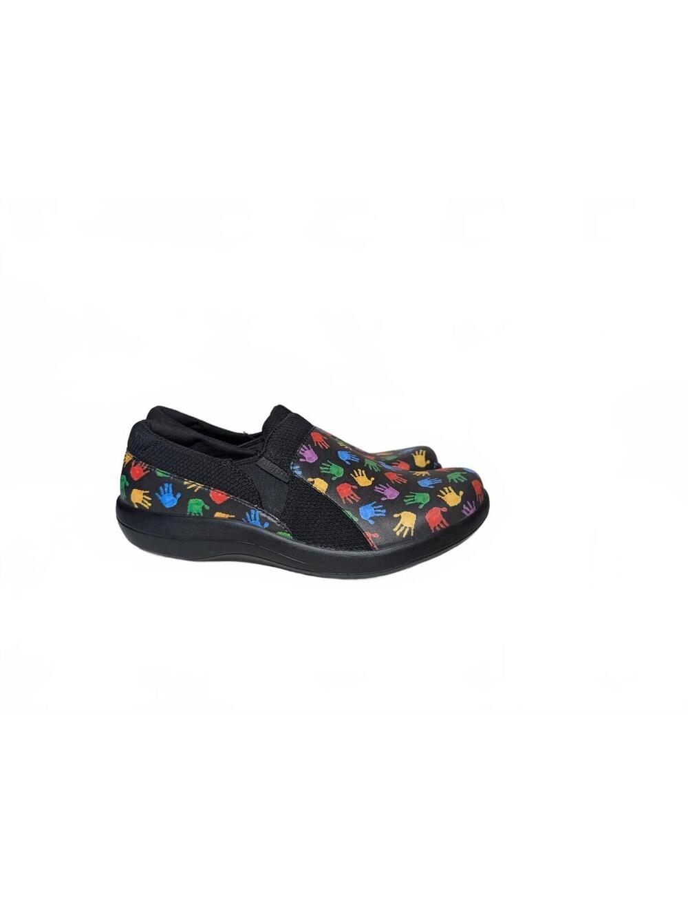 Alegria Women's Duette Slip-On Professional Shoes Colorful Handprint Design 36